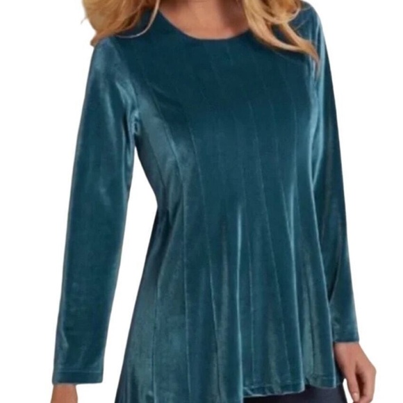 Soft Surroundings Tops - Soft Surroundings velvet dark teal tunic top size Large